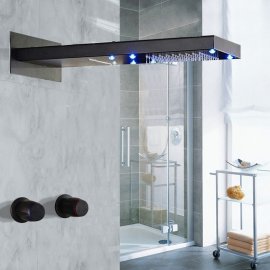 Juno Waterfall Rainfall LED Oil Rubbed Bronze Shower Systems