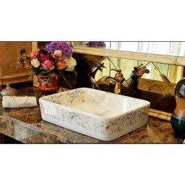 Las Vegas Porcelain Artistic Rectangular Counter-top Ceramic Bathroom Sink