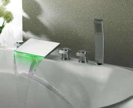Hand-Shower Waterfall LED Bath-Tub Faucet