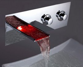 LED Waterfall Faucet with Brass Chrome Finish