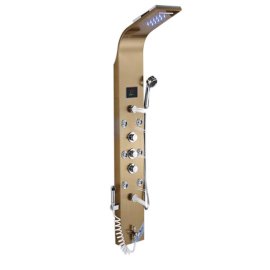 Juno Christy LED Gold Three Handle Dual Control Shower Panel With Massage Jets Handshower & Faucet