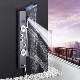 LED Temperature Display Bathroom Shower Panel with Hand Shower 