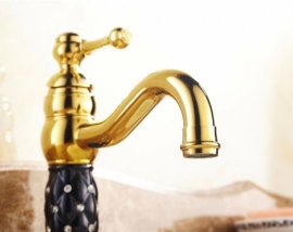 Luxury Gold Finish Bathroom Vessel Sink Faucet