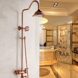 Luxury Rose Gold Exposed Rain Shower Head Set Wall Mount
