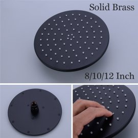 Luxury Round Black Wall Install Bathroom Shower