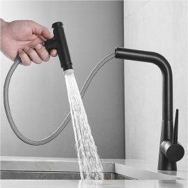 Juno Pull Out Kitchen Faucet Black Commercial Deck Mount Kitchen Sensor Faucet
