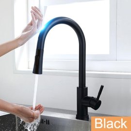 Juno Matte Black Touch Sensor On Kitchen Sink Faucet
