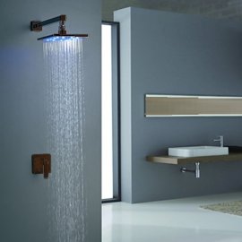 Juno Rivera 8 Oil Rubbed Bronze Finish LED Shower Set with Hand Shower Brass Diverter