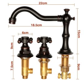 Oil Rubbed Bronze Bathroom Sink Faucet with Double Taps