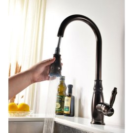 Oil Rubbed Bronze Single Hole Pull Out Faucet for Kitchen Basin