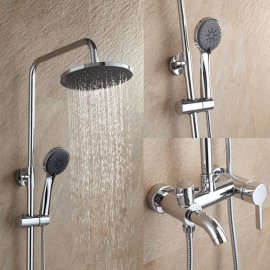 Rainfall Wall Mounted Shower Faucet Set with Hand-Held Shower 