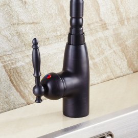 Retro Single Handle Deck Mounted Black Kitchen Vessel Sink Faucet  2
