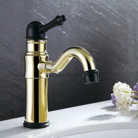 Rich Look Antique Brass Gold Pull Out Spout Swivel Bathroom Faucet