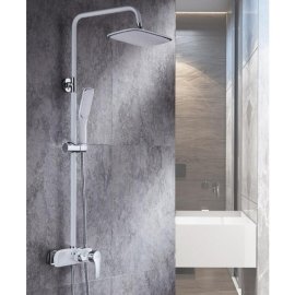 Juno Rich Luxury Design Natural Rain Waterfall Painted Wall Mount Shower Head with Handheld Shower 