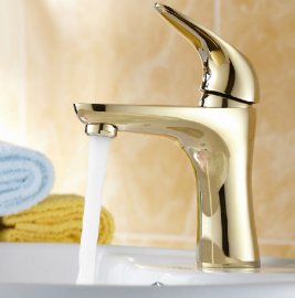 Rome New Design Gold Finish Bathroom Sink Faucet