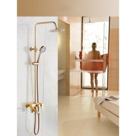 Round Luxury Gold 8 Inches Bathroom Shower with Handheld Shower
