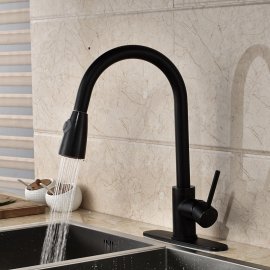 Royal Black Pull Out Single Handle Sprayer Kitchen Faucet