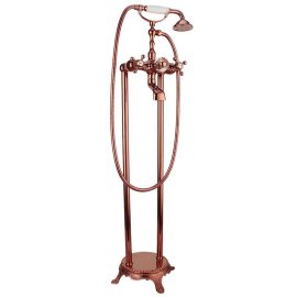Juno Brass Pedestal Gold & Rose Gold Bathroom Bathtub Dual Handle Faucet With Handheld Telephone Shower