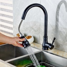 Juno Black Single Handle Deck Mount Kitchen Faucet