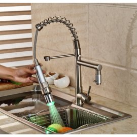 Single Hole LED Nickle Kitchen Faucet Tap 3