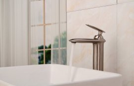 Sorrento Tall Brushed Nickel Bathroom Sink Vessel Faucet Mixer Tap