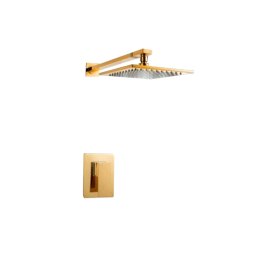 Square Gold Wall Mounted Widespread Rain Waterfall Bathroom Shower