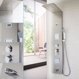 Stainless Steel Massage Bath Waterfall Wall Mounted Shower Tower 7