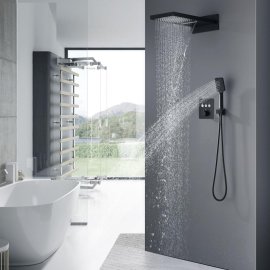 Matt black wall mount shower head