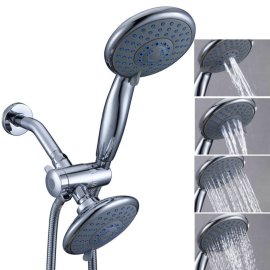 Super Quality Wall Mount Chrome Finish Luxury 4 Function Dual Shower Head