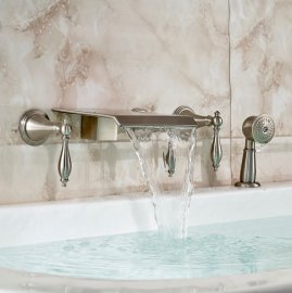 New Waterfall Brushed Nickel Tub Faucet