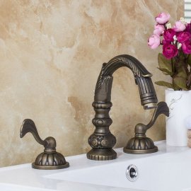 Unique Design Classic Antique Bronze Dual Handle Sink Faucet