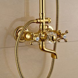 Unique Widespread Rain Waterfall Gold Bathroom Shower-Head