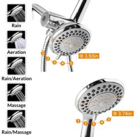 Chrome Bathroom Shower Head Double Heads Hand Held Shower Head Shower System Set