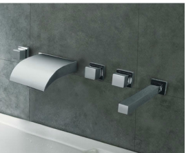 wall mount led waterfall bathtub faucet with hand-held shower head