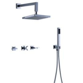 Juno Wall Mount Waterfall Shower Head with Hand Shower Hose and Water Mixer