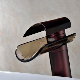 Waterfall Glass Single lever Bathroom Basin Sink Faucet in Oil Rubbed Bronze