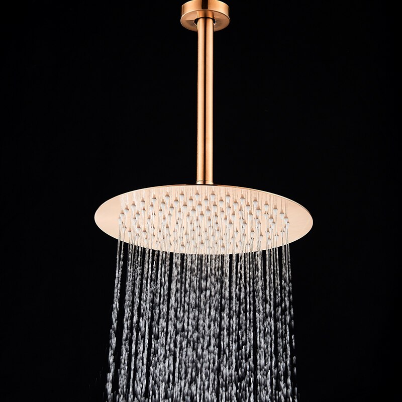 Juno Rose Gold 16 Inch Ceiling Mount Wall Mount Rain Shower Head Set