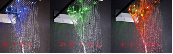 Marina 25" Wall Mount Color Changing LED Waterfall Rainfall Shower Head with Handheld Shower