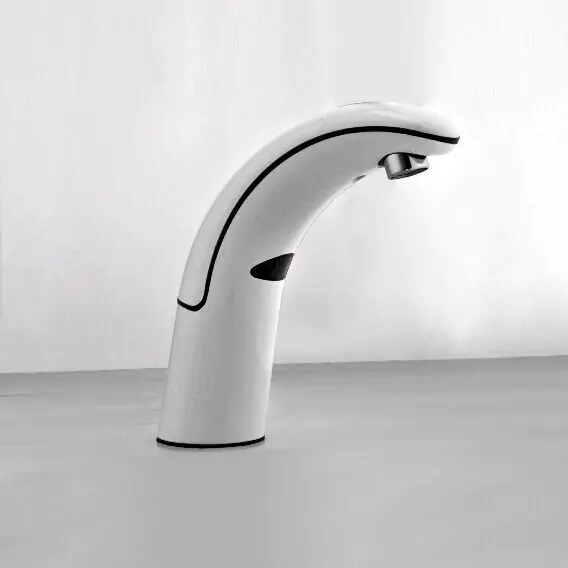commercial bathroom white touchless faucets