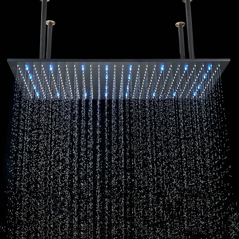 Juno Modern Black Shower Head Thermostatic Black Rain Shower Head Set